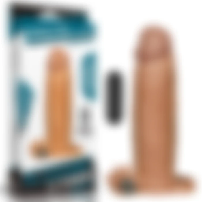 7.5 CM Dolgulu Gerçekçi Melez Doku Titreşimli Kalın Penis Kılıfı - Pleasure X-Tender - tdmarketim.com