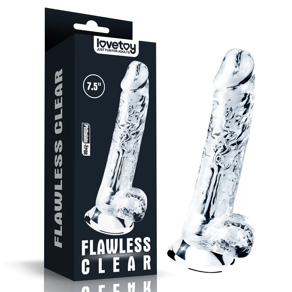 19 CM Yeni Nesil Güçlü Vantuzlu Şeffaf Dildo Penis - Flawless Clear Dildo - tdmarketim.com