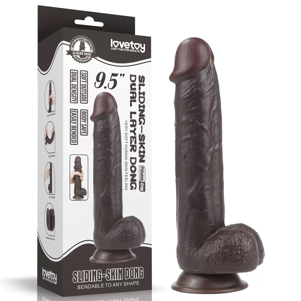 24 CM Hareketli Deri Ultra Yumuşak Çift Katmanlı Zenci Penis - Sliding Skin Dual Layer Dong - tdmarketim.com