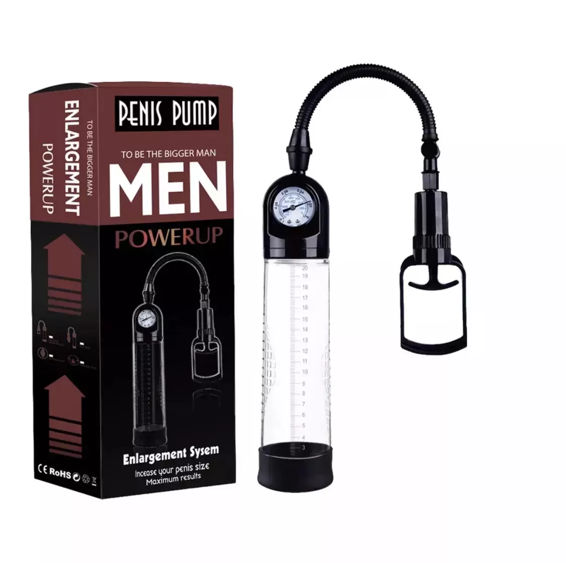 28.5 CM Men Powerup Barometreli Özel Tetikli Penis Pompası - tdmarketim.com