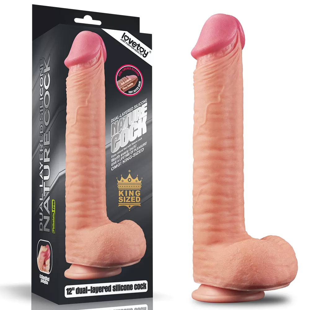 31 CM Yumuşak Dokulu Çift Katmanlı Realistik Penis - Dual Layered Platinum Silicone Cock - tdmarketim.com