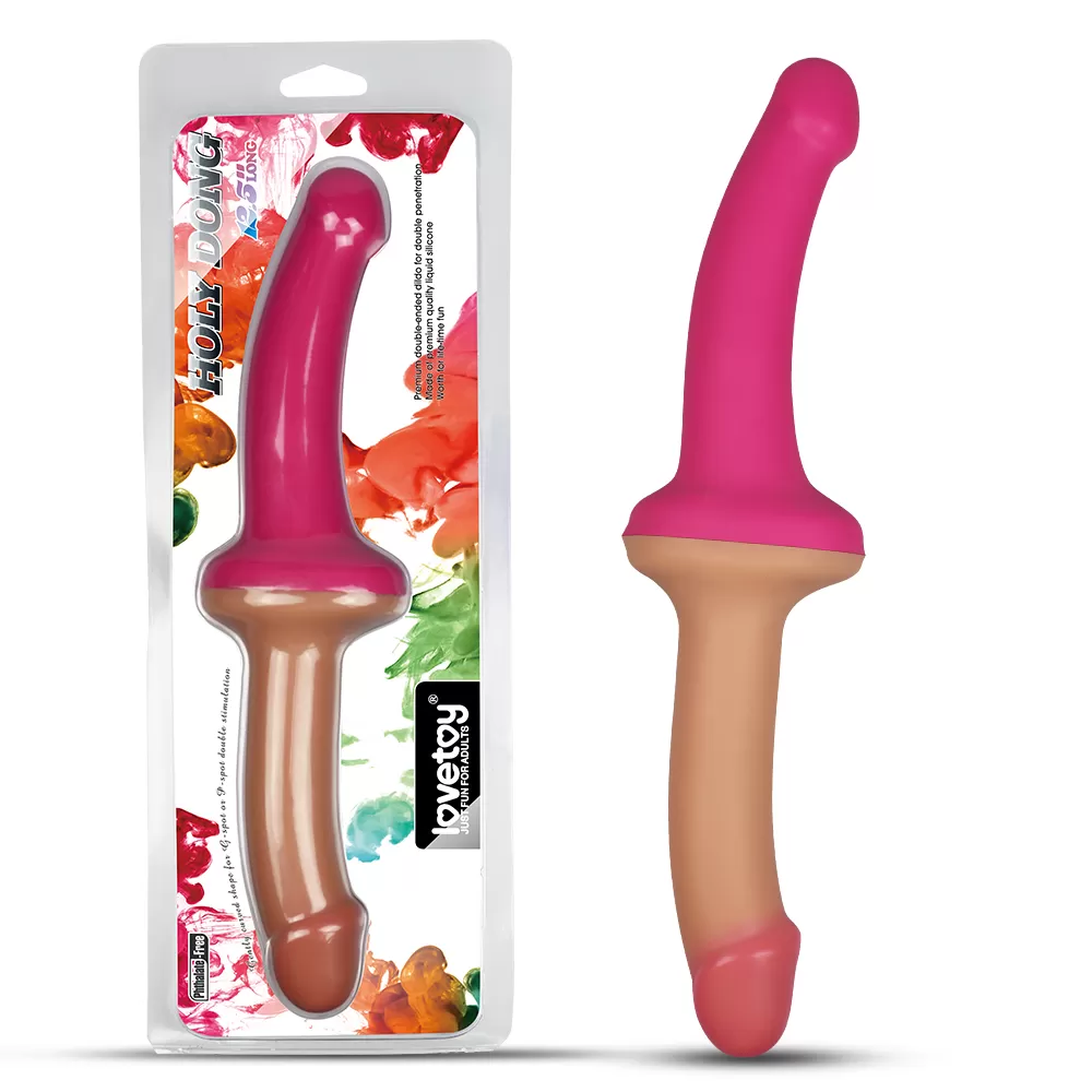 32 CM Ultra Yumuşak Esnek Çift Taraflı Realistik Dildo Pembe - Holy Dong Premium Silicone - tdmarketim.com