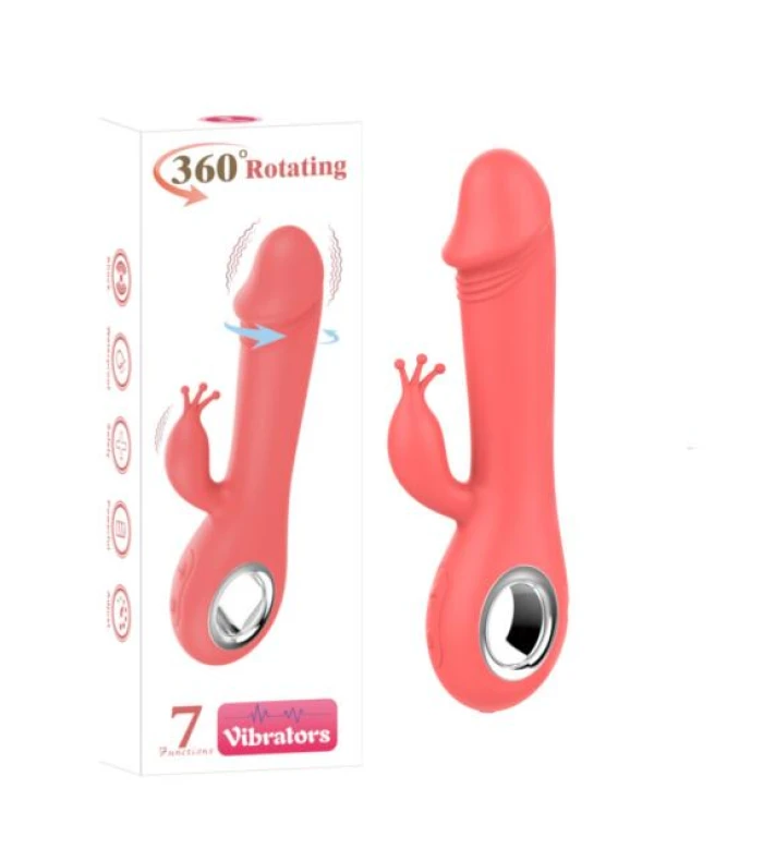 360 Rotation Vibrators Tavşan Vibratör USB Şarjlı Silikon - Turuncu - tdmarketim.com