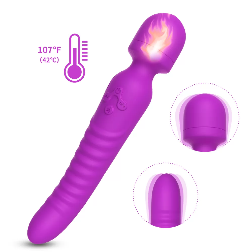 PRIME TOYS Chobe Isıtmalı Çift Titreşim Motorlu Klitoris ve G Nokta Wand Orgazm Vibratör - Mor - tdmarketim.com