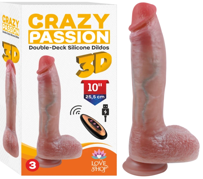 Crayz Çift Katman Realistik Vibratör 25,5 cm Kumandalı LS-C005 - tdmarketim.com