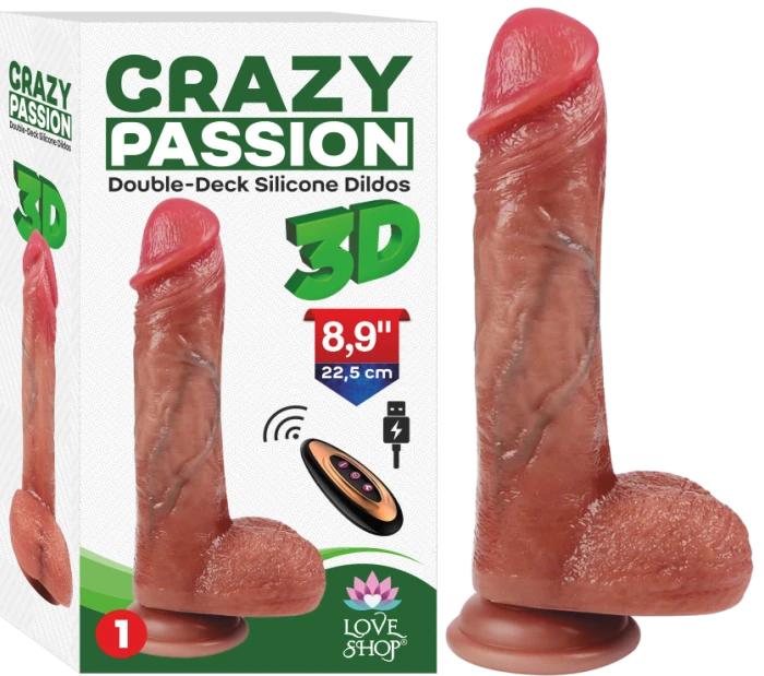 Crayz Çift Katman Realistik Vibratör 22,5 cm Kumandalı Vantuzlu - tdmarketim.com