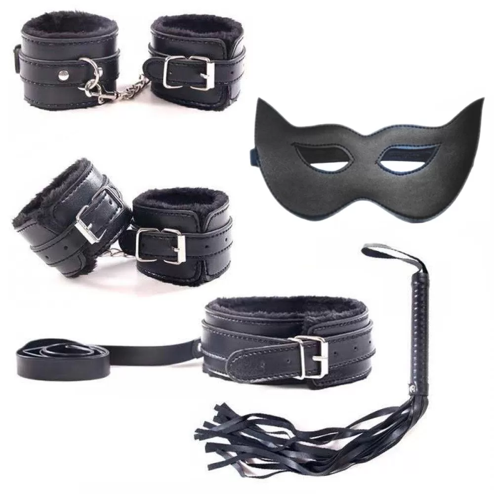  Hakiki deri den Yapıldı. Fetish Beginner 5 Parça BDSM Set - Siyah - tdmarketim.com