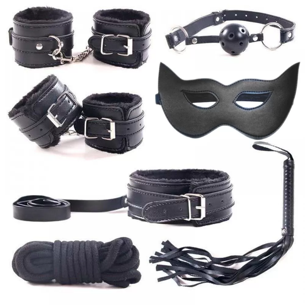 Fetish Beginner 7 Parça BDSM Set - Siyah - tdmarketim.com