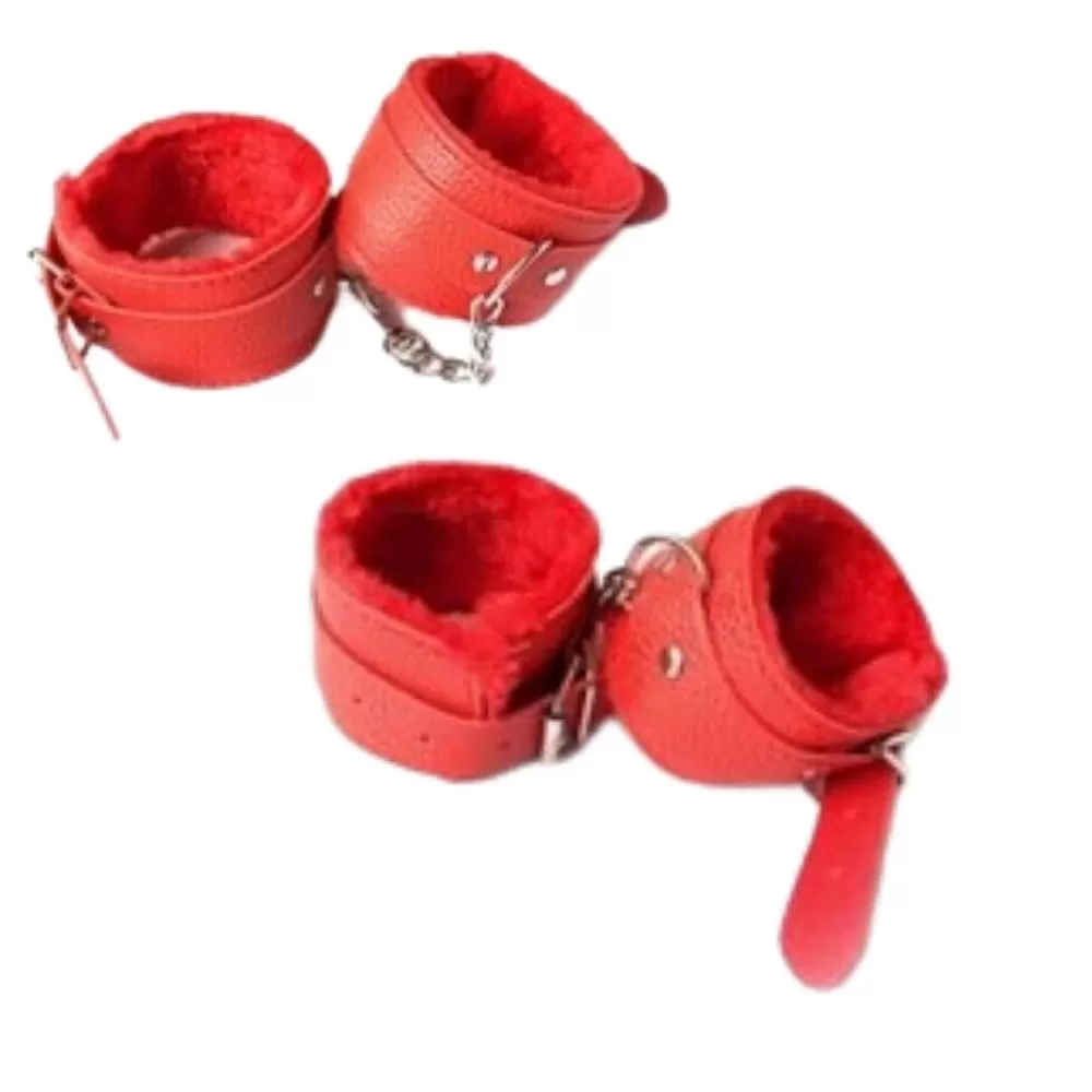 Fetish Beginner El ve Ayak Kelepçesi BDSM Seti - Kırmızı - tdmarketim.com