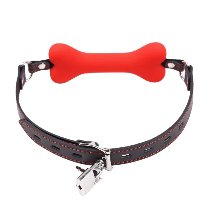 Fetish Beginner Köpek Kemiği Ağız Tıkacı Kırmızı – Silikon, Deri Kemerli Dog Bone Gag - tdmarketim.com