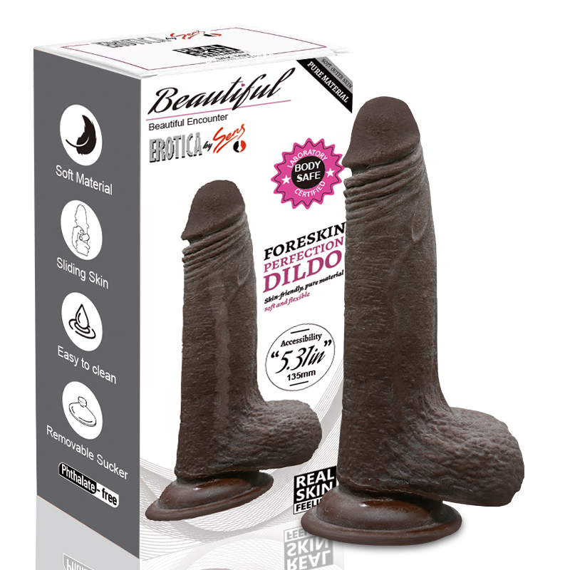Foreskin Perfection Dildo 17 CM - Çift Katmanlı Gerçekçi Kayar Deri Ultra Yumuşak Realistik Zenci Yapay Penis Vibrator - tdmarketim.com