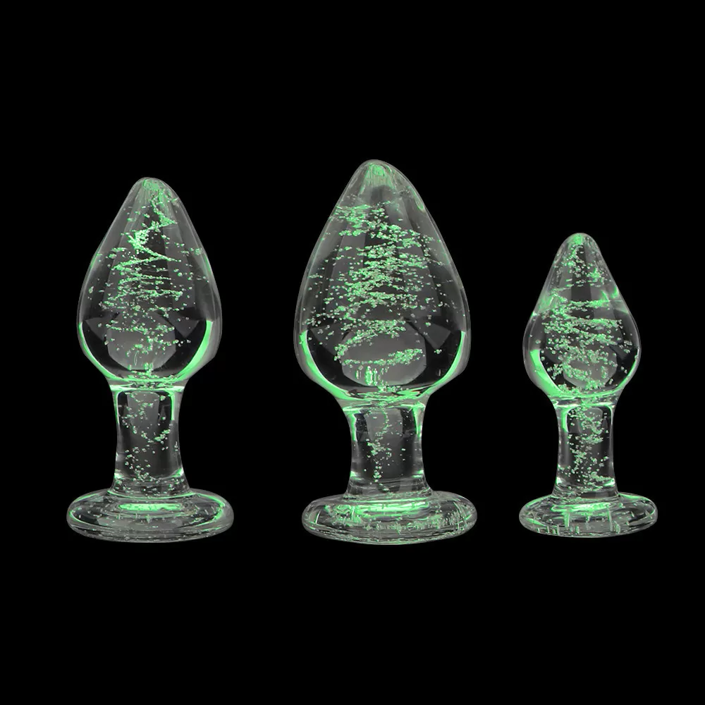 GLOW IN THE DARK Karanlıkta Parlayan Cam Anal Plug Set - tdmarketim.com