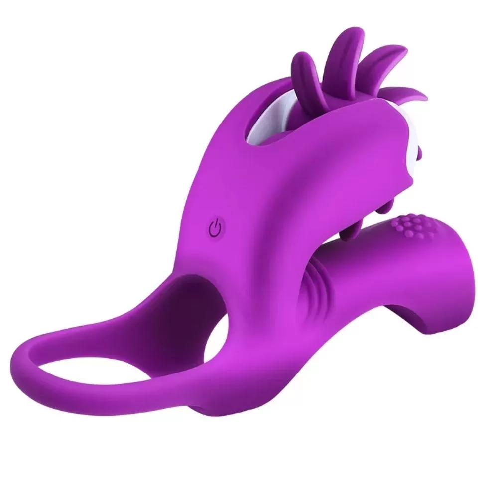 GUIMI Dönebilen Dil Hareketli Klitoris ve G-Spot Uyarıcı Testis ve Penis Halkası - Mor - tdmarketim.com
