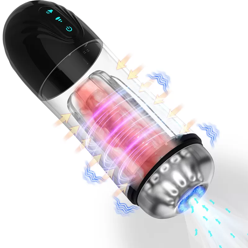 H919 Premium - İnleme Sesli Emiş Güçlü ve Titreşim Özellikli Suni Vajina Tam Otomatik Penis Pompası Mastürbatör - tdmarketim.com