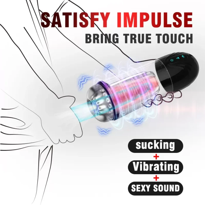 Otomatik Oral Mastürbatör ve Penis Pompası – 3 Emiş, 7 Titreşim Modu, İnleme Sesli, Şarjlı - tdmarketim.com