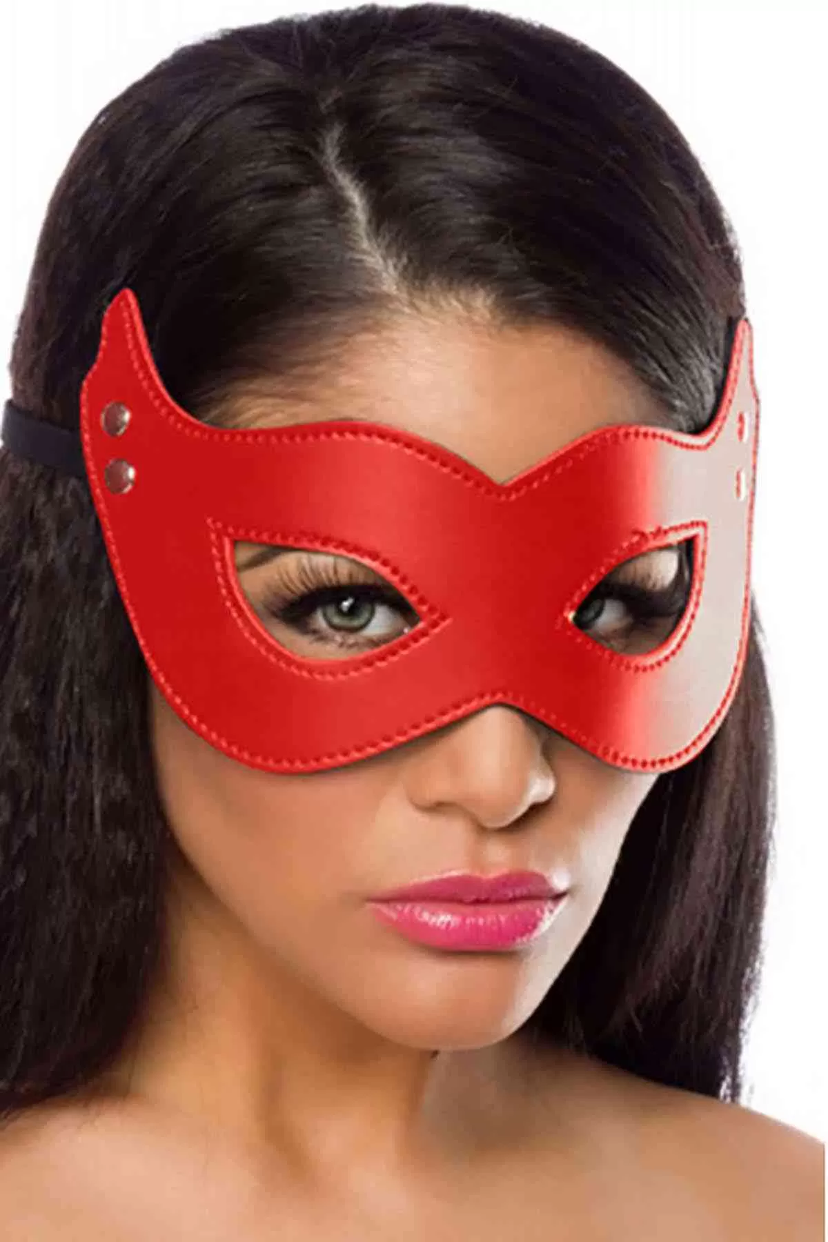 Kırmızı Özel Üretim Peluşlu Deri Maske - tdmarketim.com