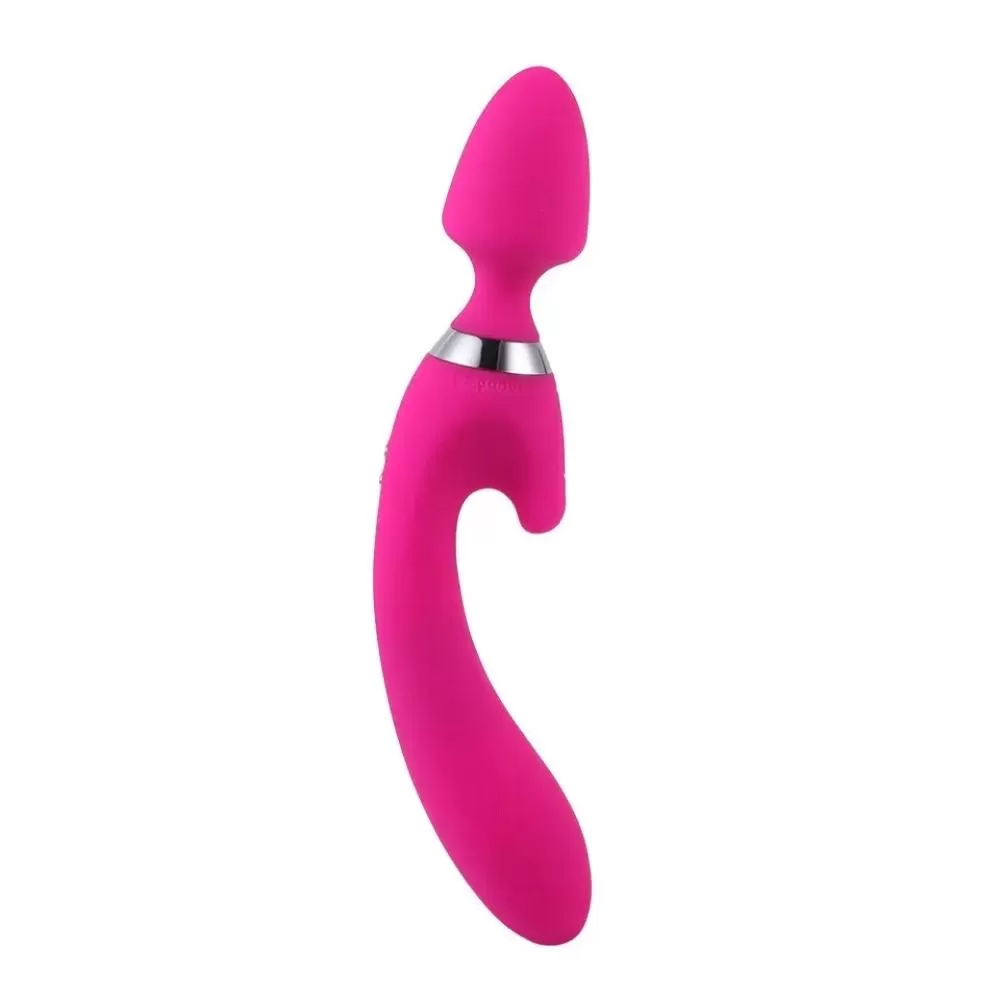LEBOOM Çift Taraflı Klitoris ve G-Spot Uyarıcı Wand Massager Dildo Vibratör - Pembe - tdmarketim.com