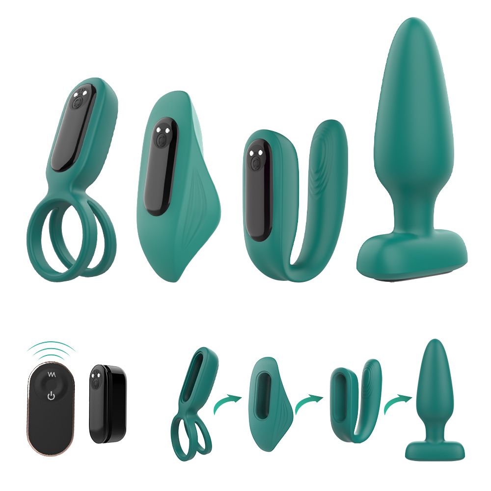 Love Kit Şarjlı Çıkarılabilir Bullet Vibratörlü Çiftlere Özel Kumandalı 4 in 1 Vibratör Seti - tdmarketim.com