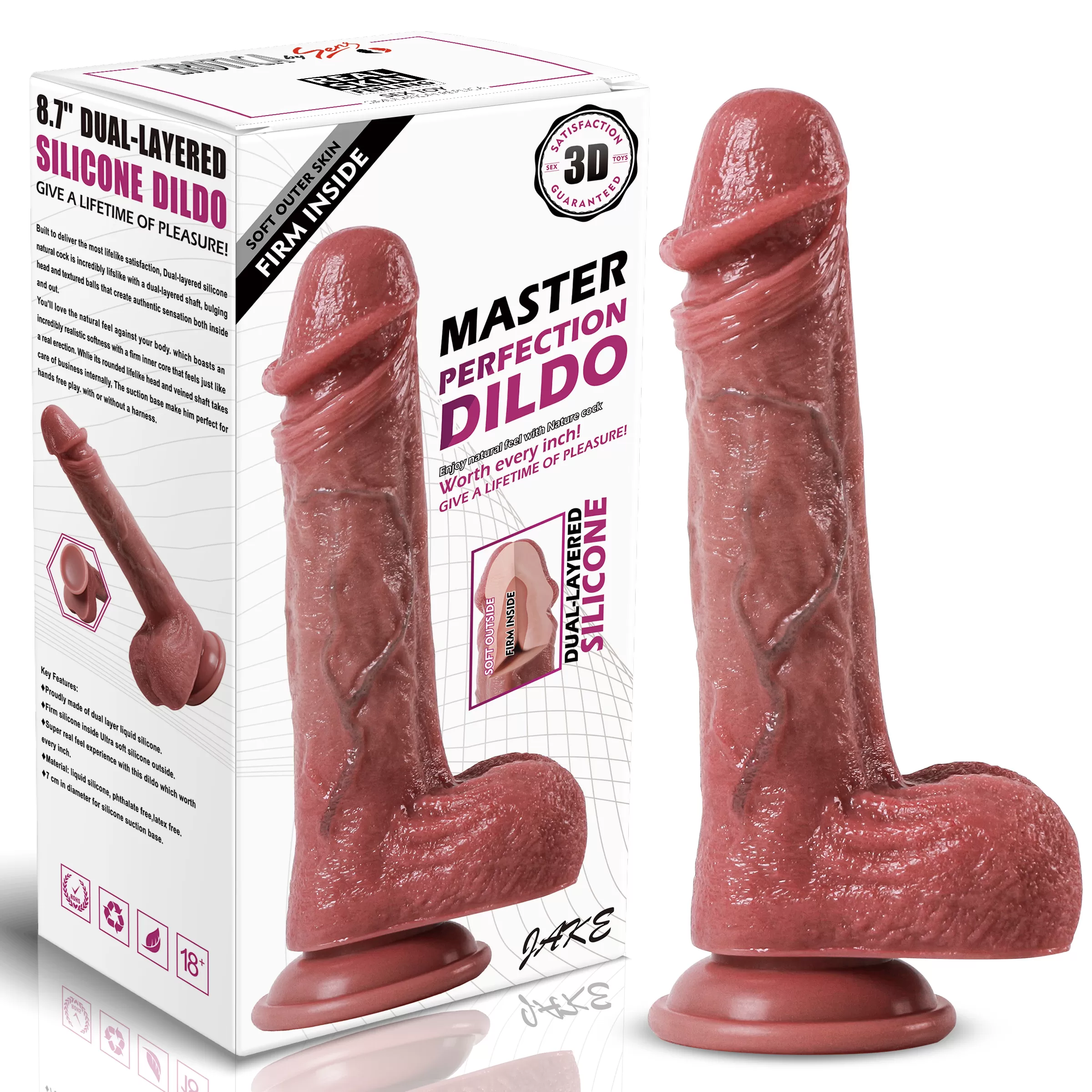 Master Perfection Dildo Jake - Ultra Yumuşak Çift Katmanlı Mavi Damarlı Realistik Yapay Penis - tdmarketim.com