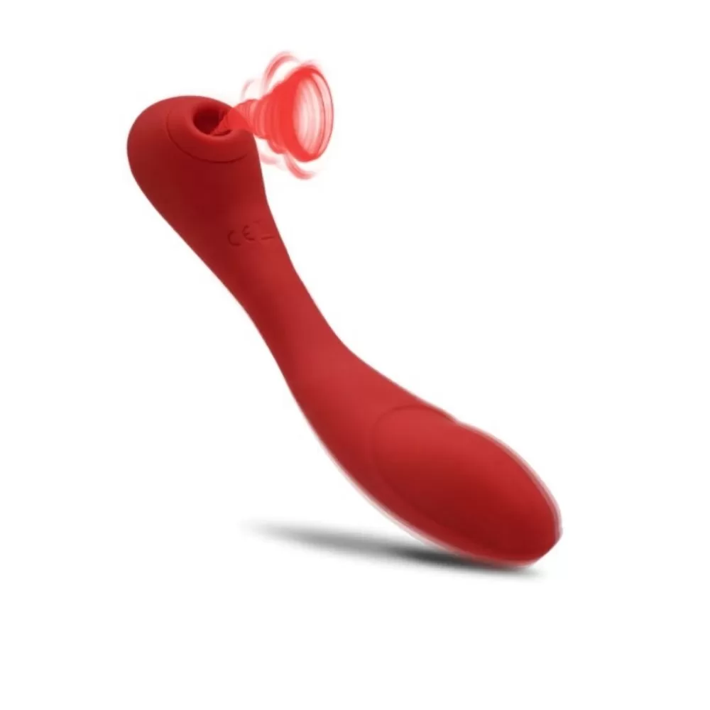 MILRA Şarjlı G-Spot Uyarıcı ve Klitoris Emiş Güçlü Kıkırdaklı Bükülebilir Vibratör - Kırmızı - tdmarketim.com