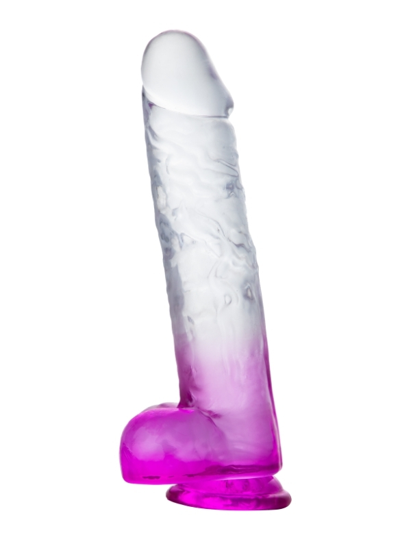 MYST COLOR Dildo Realistik Jel Dokuda Vantuzlu Ultra Yumuşak Şeffaf Mor Yapay Penis - tdmarketim.com