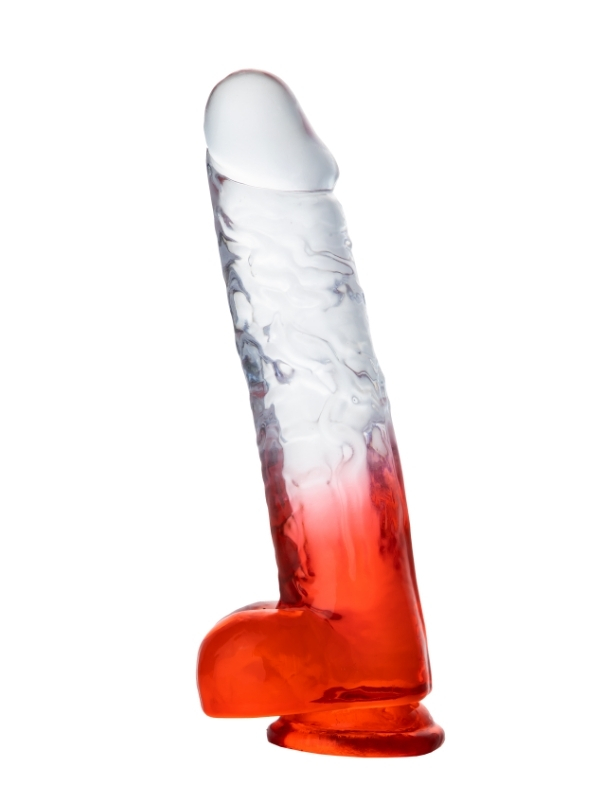 MYST COLOR Dildo Realistik Jel Dokuda Vantuzlu Ultra Yumuşak Şeffaf Kırmızı Yapay Penis - tdmarketim.com
