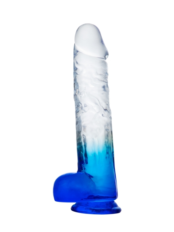 MYST COLOR Dildo Realistik Jel Dokuda Vantuzlu Ultra Yumuşak Şeffaf Mavi Yapay Penis - tdmarketim.com