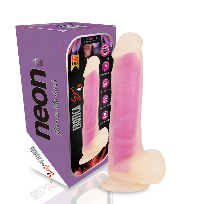 NEON ELITE Glow in the Dark - Karanlıkta Parlayan Dildo Ultra Realistik Yapay Penis Vibrator Pembe - tdmarketim.com