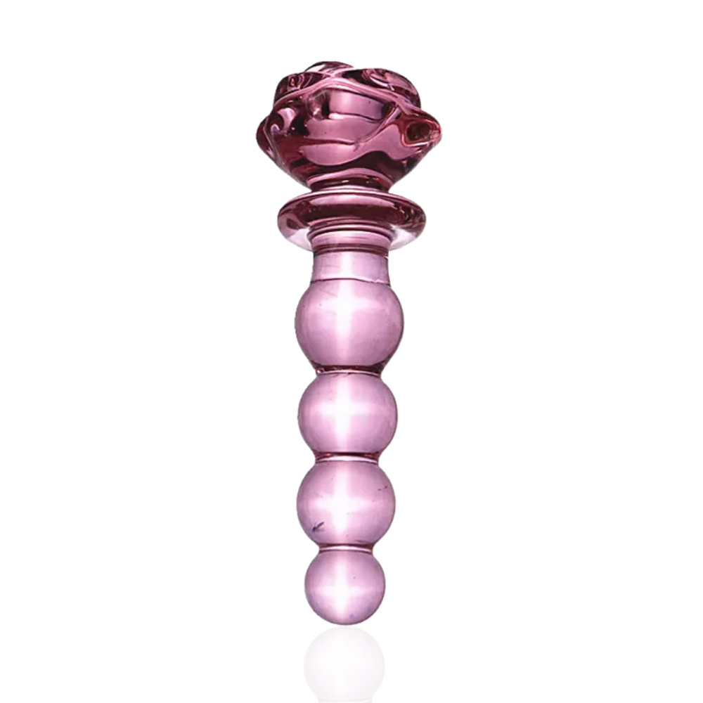 Pembe Kristal Boğumlu Cam Anal Plug Yapay Penis 14 CM - tdmarketim.com