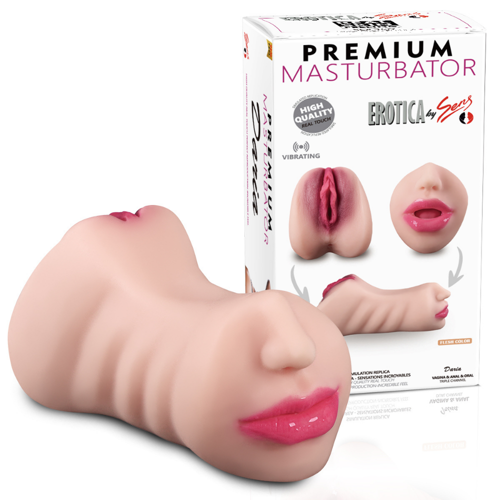 Premium Masturbator Daria - Realistik Dokulu Oral Anal Vajinal 3 in 1 Titreşimli Suni Vajina - tdmarketim.com
