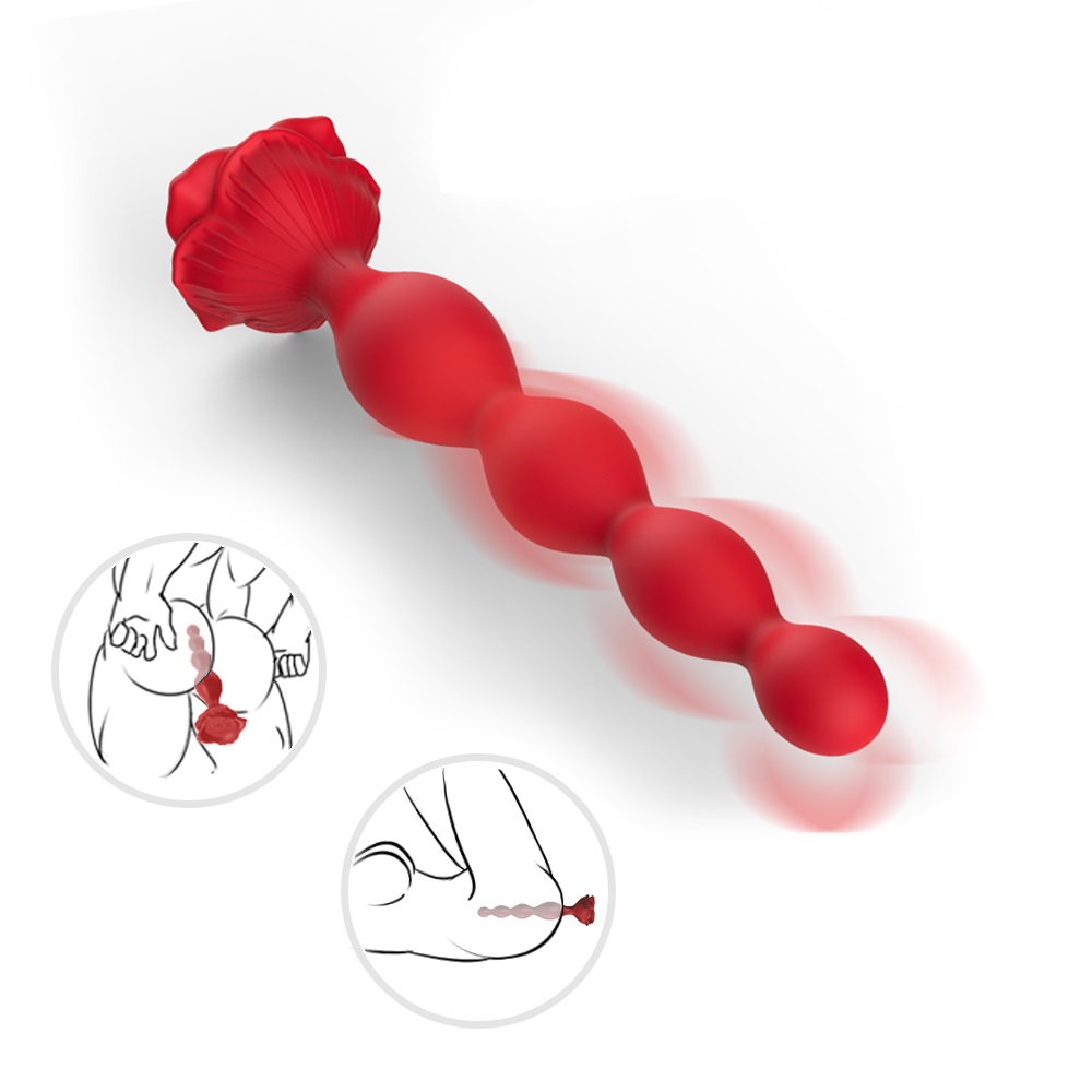 PRIME TOYS Rose Şarjlı Bükülebilir Güçlü Titreşimli Boğumlu G Nokta Uyarıcı ve Anal Vibratör - tdmarketim.com