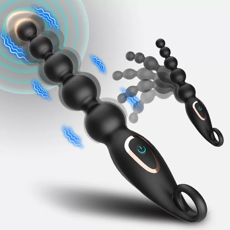Pull Ring Anal Plug - Tutma Aparatlı Su Geçirmez Bükülebilir Şarjlı Titreşimli Anal Boncuk Vibratör - tdmarketim.com
