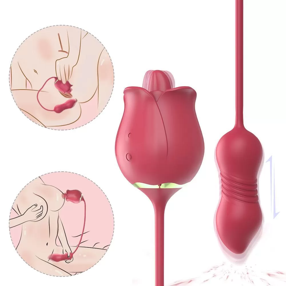 ROSE PRO 7 İleri Geri ve Dil Hareketli Klitoris ve Göğüs Ucu Uyarıcı Yeni Nesil 2 in 1 Gül Vibratör - tdmarketim.com