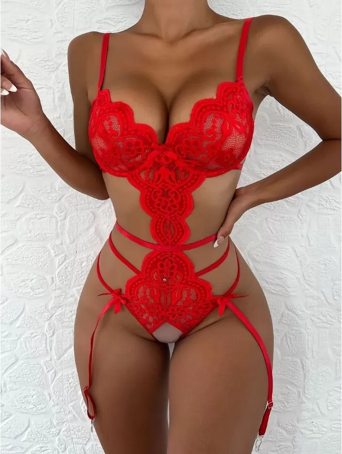 Seksi Body Kan Kırmızı Özel Bölgesi Açık Erotik Bodysuit Askılı Elbise - tdmarketim.com