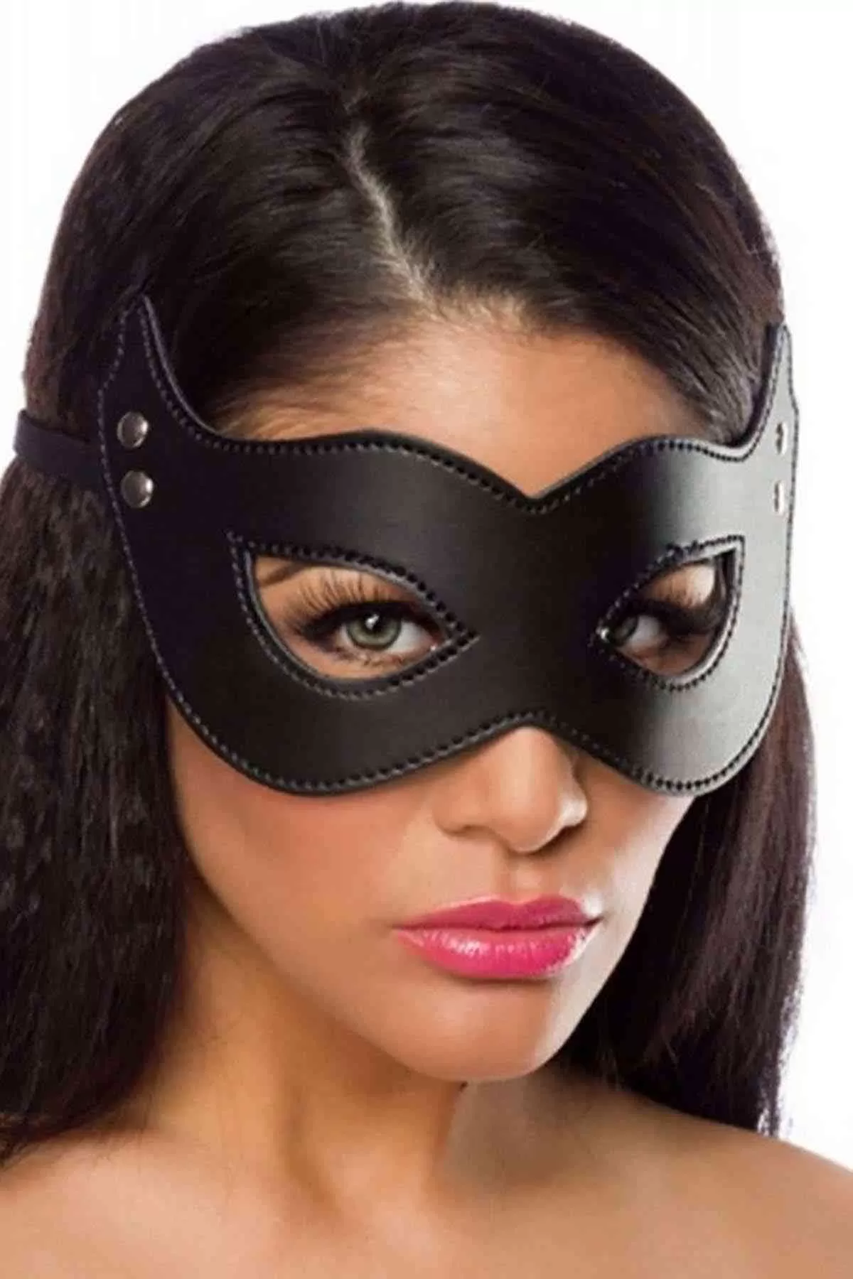 Siyah Özel Üretim Peluşlu Deri Maske - tdmarketim.com