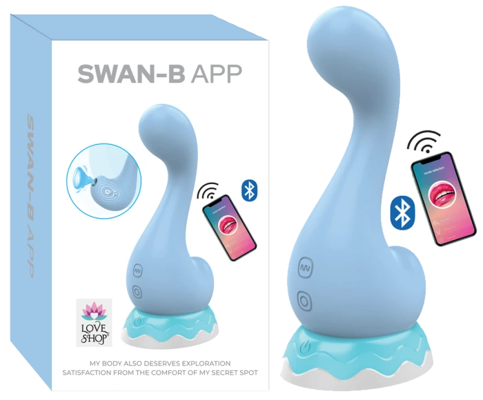 Swan-B Vibratör Telefon Uygulamalı Çift Motorlu USB Şarjlı - Mavi - tdmarketim.com