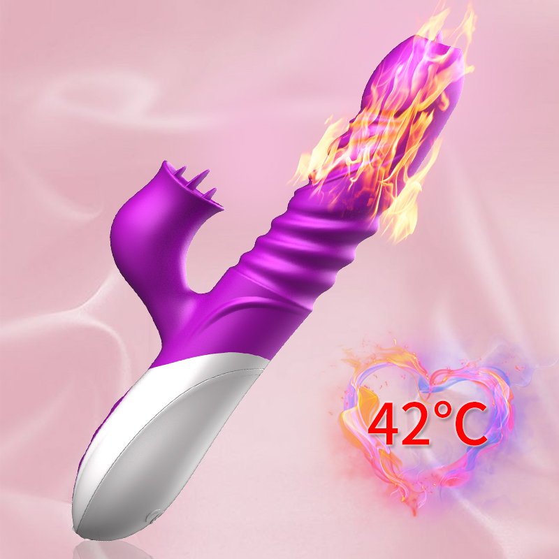 T10 - Şarjlı Akıllı Isıtmalı İleri Geri ve Dil Hareketli G-Spot ve Klitoris Uyarıcı 2 in 1 Yapay Penis Rabbit Vibratör - tdmarketim.com