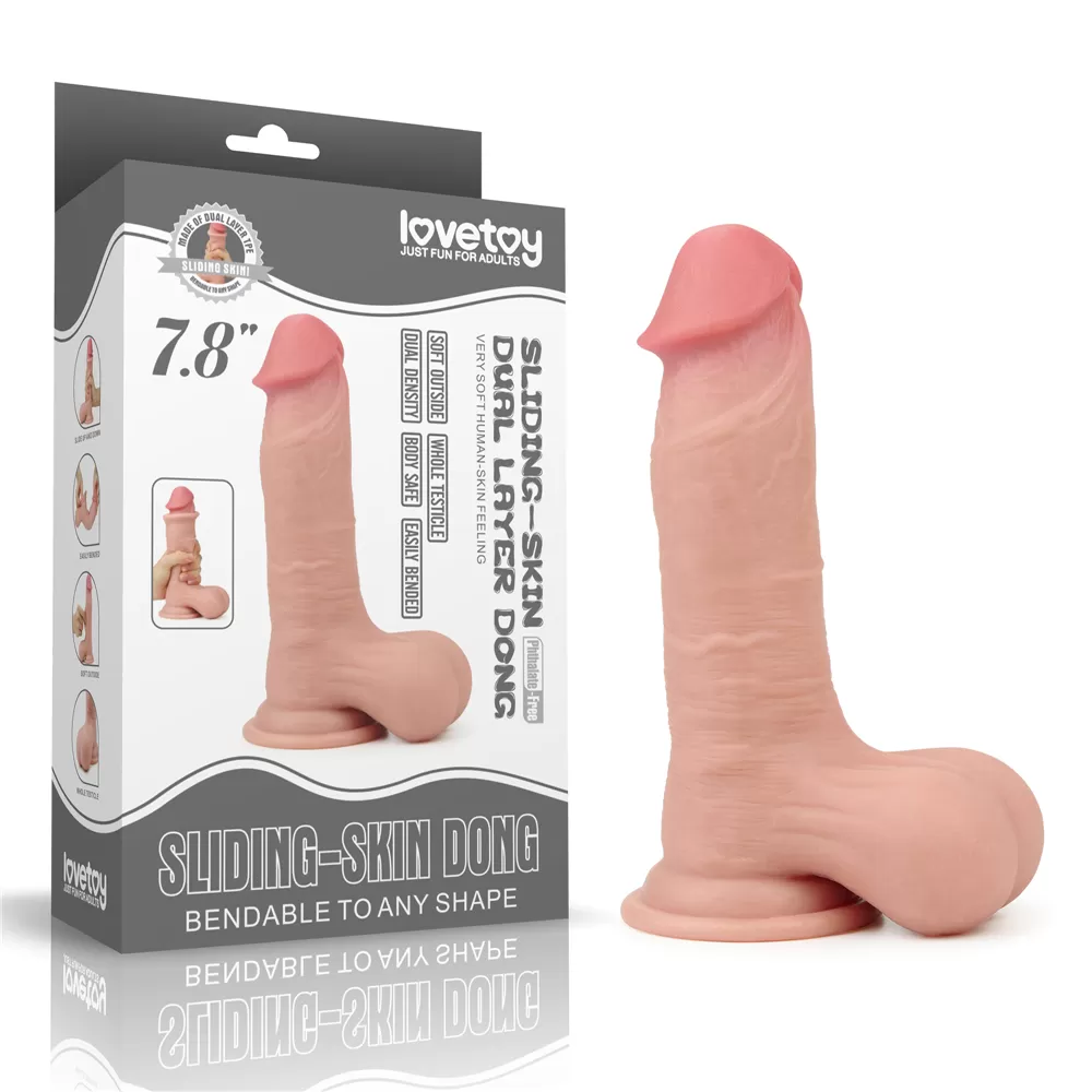 Tam Testisli Hareketli Deri Ultra Yumuşak Çift Katmanlı Penis 19.5 CM - Sliding Skin Dual Layer Dong Whole Testicle - tdmarketim.com