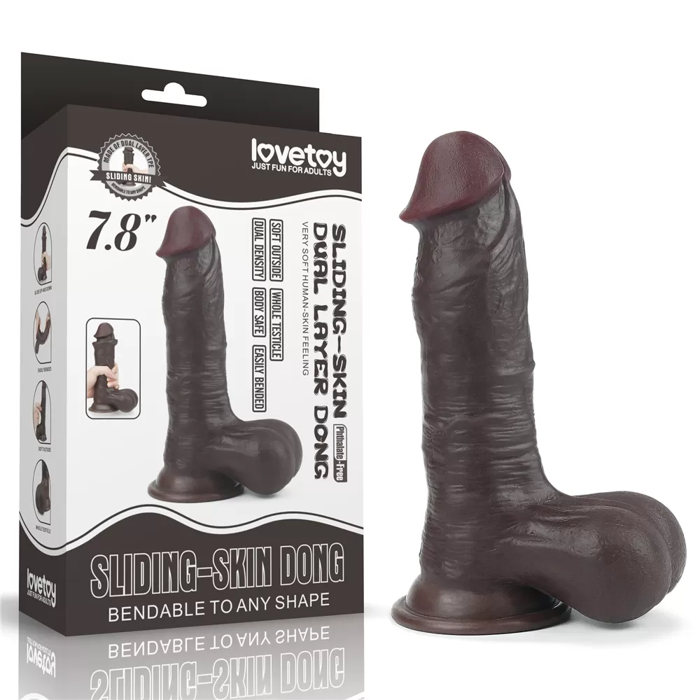 Tam Testisli Hareketli Deri Ultra Yumuşak Çift Katmanlı Zenci Penis 20 CM - Sliding Skin Dual Layer Dong Whole Testicle - tdmarketim.com