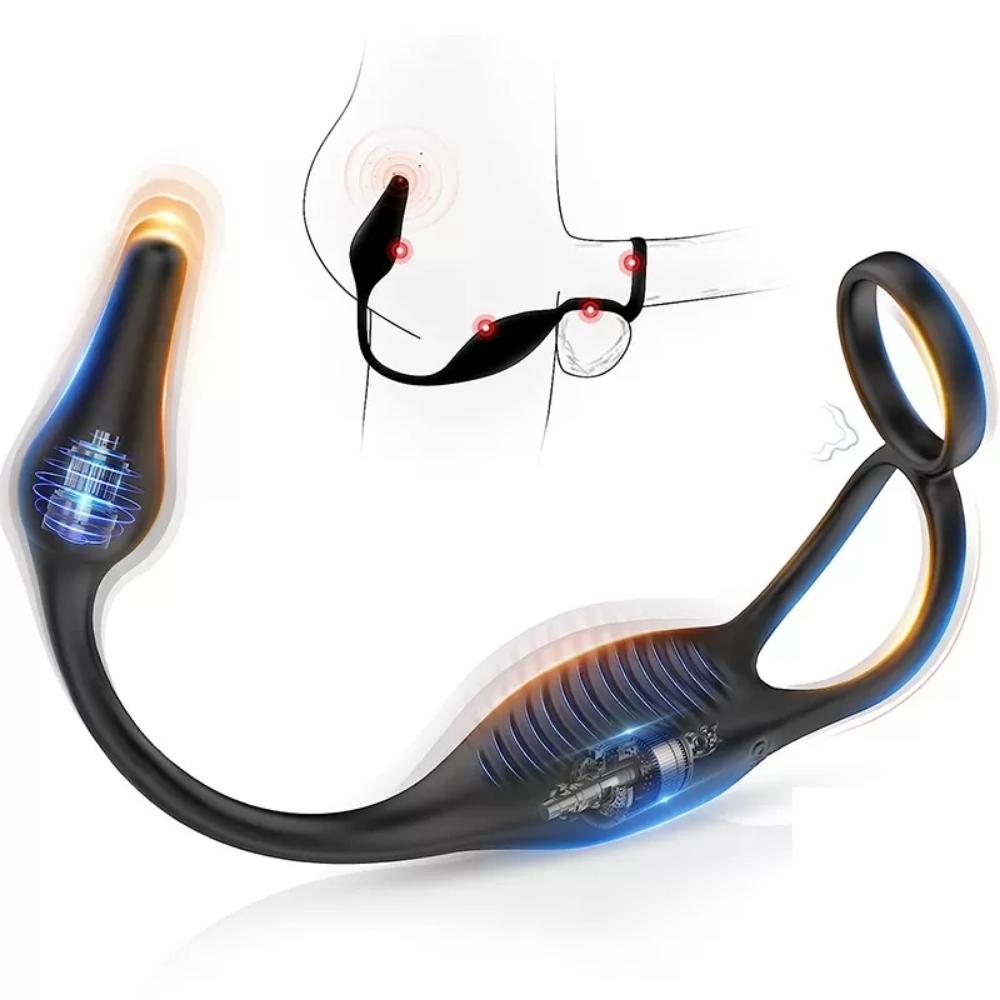 Testis ve Penis Halkalı Titreşimli Perine ve Prostat Uyarıcı Anal Plug Vibratör - tdmarketim.com