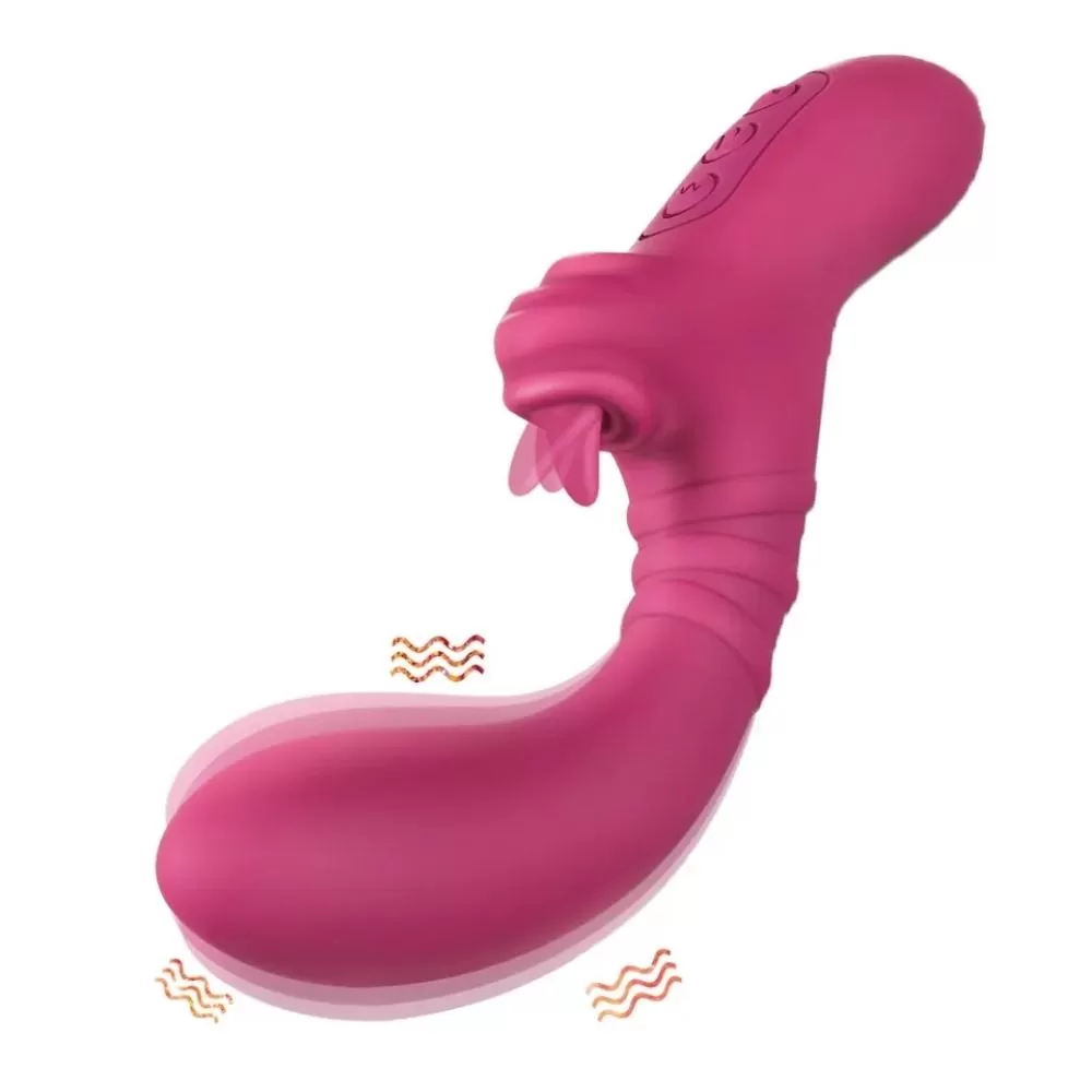 TONGUE TEASE Eğri G-Spot Uyarıcı ve Klitoris Uyarıcı 2 in 1 Hareketli Dil Vibratör - tdmarketim.com