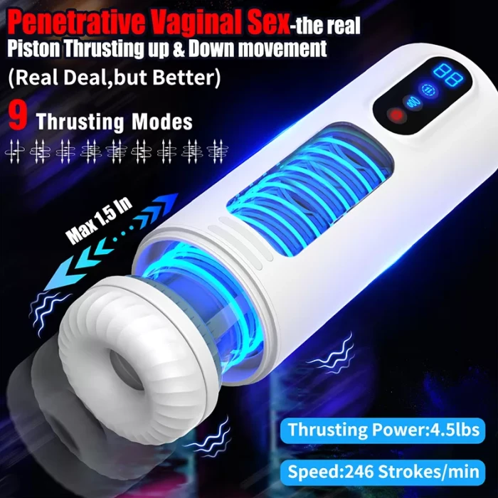 MAX Otomatik Vajina Mastürbatör – 9 Modlu, LCD Ekranlı, 40°C Isıtmalı, İnleme Sesli, Emiş, Titreşim - tdmarketim.com