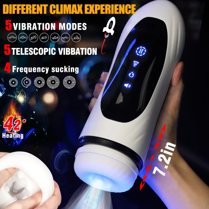 Traveler 1. Nesil Otomatik Vajina Mastürbatör Beyaz – Isıtmalı, İnleme Sesli, İleri Geri Hareketli, Emişli, Titreşimli - tdmarketim.com
