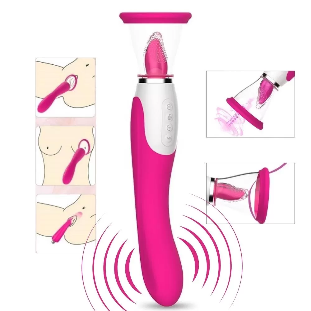 WISTONE Ultra Güçlü Emiş ve Titreşimli Dil Hareketli Orgazm Masaj Vibratör - Pembe - tdmarketim.com