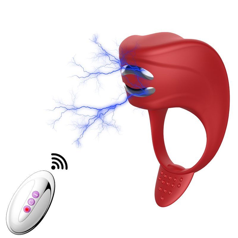 Zeus - Şarjlı Uzaktan Kumandalı Su Geçirmez Electro Stim ve Güçlü Titreşimli Klitoris Uyarıcı Penis Yüzüğü - tdmarketim.com